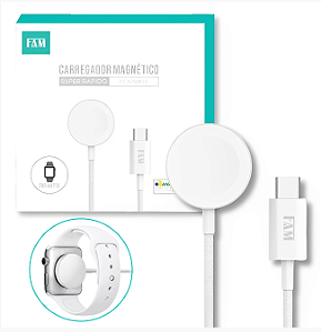 Carregador Magnetico Para Smartwatch Usb-C Turbo 15W Fam Fca-Qw28