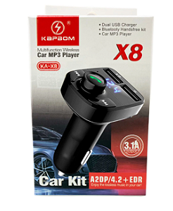 Carregador Veicular E Transmissor Fm/Mp3/Bt Kapbom Ka-X8
