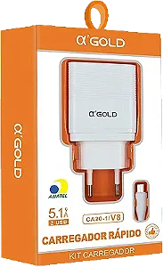 Carregador V8 5.1A Agold 02 Usb Ca20-1