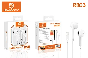 Fone De Ouvido Com Fio Iphone Hmaston Rb03 C/ Microfone