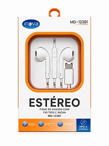 Fone De Ouvido Com Fio Tipo C Inova Md-12381