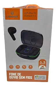 Fone Sem Fio Bluetooth Tws Lehmox Lef-Pro 70