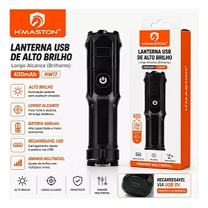 Lanterna Recarregavel Usb 400Mah Hmaston Hw17
