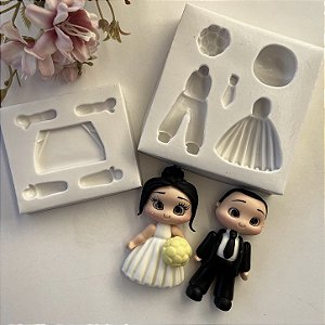 Kit Moldes de Silicone Noivinhos P 06