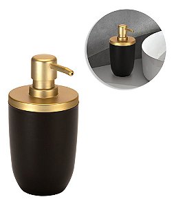 Porta Sabonete Líquido Dispenser 500ml Preto/Dourado Arthi
