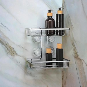 Prateleira Dupla Para Shampoo Retangular Sucção Arthi
