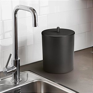 Lixeira 5 Litros Com Tampa Multiuso Para Banheiro E Cozinha ~ Arthi Preto