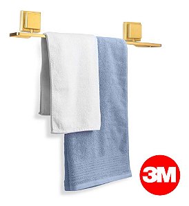 Suporte Porta Toalha Banho Banheiro Sem Furo Fita 3m Dourado Fosco Arthi