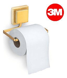 Porta Rolo De Papel Higiênico Dourado Fosco Com Fixação Adesiva 3m Arthi