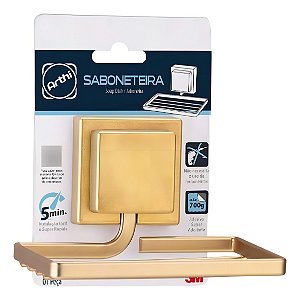 Saboneteira Aço Dourado Fosco Fixação Adesivo Fita 3m Sabonete Arthi