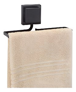 Porta Toalha de Rosto Barra Banheiro Lavabo Toalheiro Sem Furo Fixação Dupla Face Preto Arthi