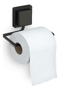 Suporte Porta Papel Higiénico Papeleira Parede Fixação Sem Furos Dupla Face 3M Black Preto Arthi