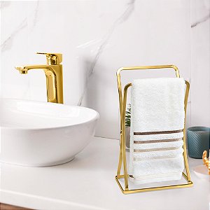 Suporte Porta Toalha De Bancada Para Lavabo Banheiro Luxo ~ Arthi Dourado Fosco