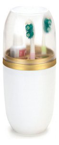 Porta Escovas Com Tampa Creme Pasta De Dente Branco Com Dourado Arthi