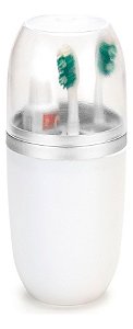 Porta Escova E Pasta Com Tampa Transparente 500ml Arthi Branco e Prata