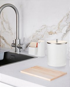 Lixeira 5 Litros Cozinha Escritório Banheiro Tampa Branco Cromado