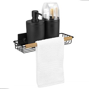 Prateleira Suporte Porta Shampoo Multi Uso Preto Eco Design Arthi