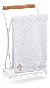 Porta Toalha Lavabo Rosto Suporte Pia Alça Bambu Aço Branco Arthi