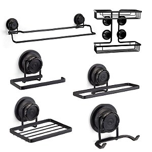Kit Acessórios Banheiro 6 Peças Sucção Black ~ Arthi