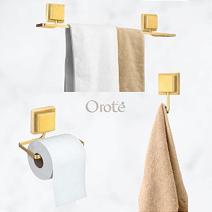 Kit Acessórios Banheiro 3 Peças Sem Furo 3M Dourado ~ Arthi