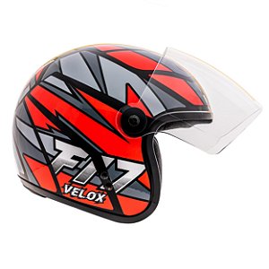 Capacete de Moto Fly F17 HG Velox Preto comVermelho  61