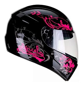 Capacete de Moto Fly F9 Lyrical Preto Com Rosa  56