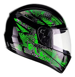 Capacete de Moto Fly F9 HG Flash Preto com Verde  58