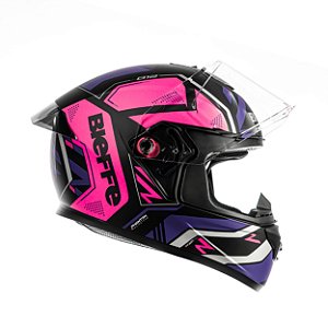 Capacete Moto Bieffe B12 Phanton Preto Fosco pink  58
