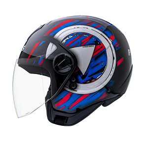 Capacete Aberto Freeway M Play Preto Azul Brilhante ~ Peels  60