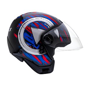 Capacete Aberto Freeway M Play Preto Azul Brilhante ~ Peels  58