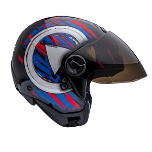 Capacete Aberto Freeway M Play Preto Azul Brilhante ~ Peels  56