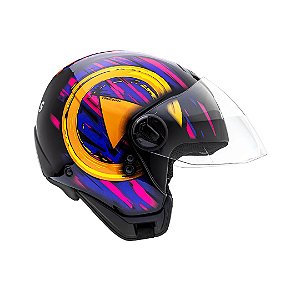 Capacete Aberto Freeway M Play Preto Roxo Brilhante ~ Peels  58