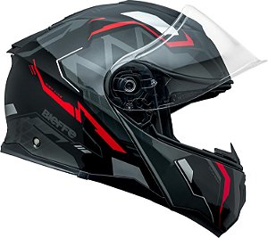 Capacete Bieffe Escamoteavel Bdynamic Attractie Preto Vermelho Com Óculos Interno  60