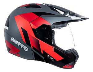 Capacete 3 Sport Hills Tipo Cross ~ Bieffe CINZA/VERMELHO  58