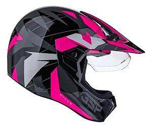 Capacete 3 Sport Hills Tipo Cross ~ Bieffe CINZA/PINK  60