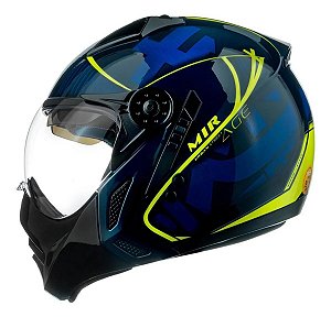 Capacete Mirage Edge Azul Dark e Amarelo Com Óculos ~ Peels