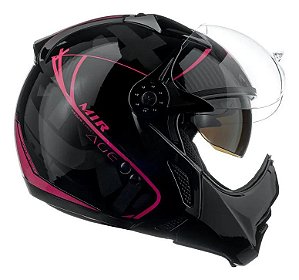 Capacete Mirage Edge Preto E Pink Com Óculos ~ Peels