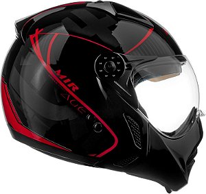Capacete de Moto Mirage Edge Preto com Vermelho Com Óculos Peels  58