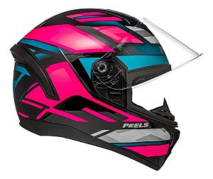Capacete Moto Spike Ii Mx2 Preto Pink Brilhante ~ Peels