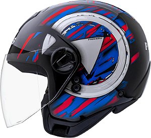 Capacete Aberto Freeway M Play Preto Azul Brilhante ~ Peels  62