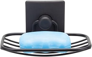 Saboneteira Arthi Preto Design Moderno e Clean Suporte Prático Instalação com Fita 3M