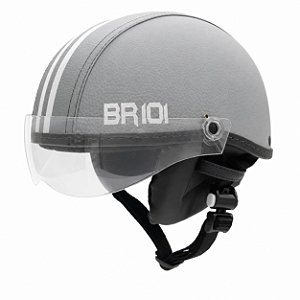 Capacete Coquinho Scooter Bike Moto Elétrica Br101 Vision Cristal Cinza  P