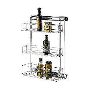 Porta Garrafas Latas Triplo Lateral para Armários de Cozinha Schimitt Aramados