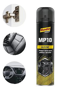 Silicone Spray 300ml Preto Mundial Prime Proteção Superfícies Plástico Borracha