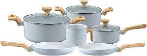 Conjunto de 6 Panelas Cerâmica Pratic Cook Indução Kit Antiaderente Soft Touch Mimo Style Grafite