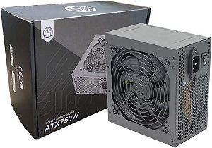 Fonte Atx Gamer Brazil Pc 750w Pfc Ativo Bivolt Automático Cor Preto 110v 220v 24 pinos