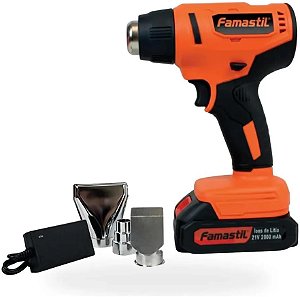 Soprador Térmico Famastil 21V Sem Fio com LED Bateria e Carregador Aquecimento 10s Autonomia 500º C 300W 18min