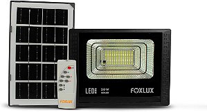 Refletor LED Solar Foxlux 50W 6500K Iluminação Externa Sustentável