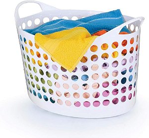 Cesto Roupa Flex Arthi C/ Alça Organizador Lavanderia 32l Branco