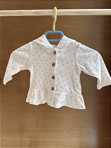 TAM: 3 meses. Carters. Bata com gorro estampa de florzinha.